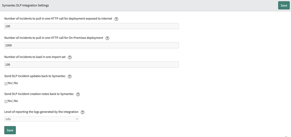 DLP Integration Settings