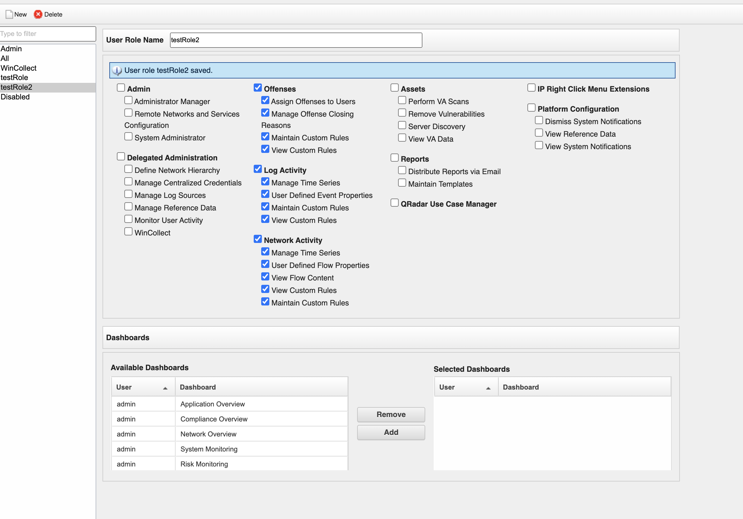 Minimum User Roles