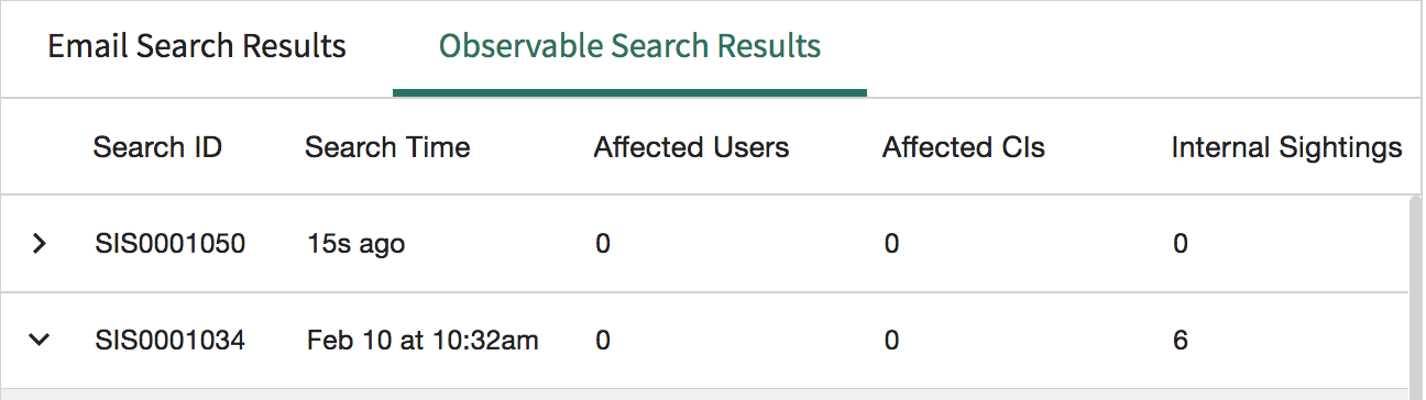 Observable search results