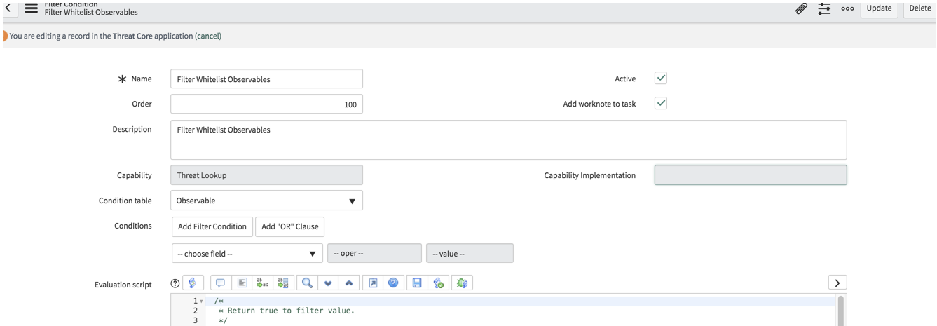 Capability flows: configure capability: edit filter condition