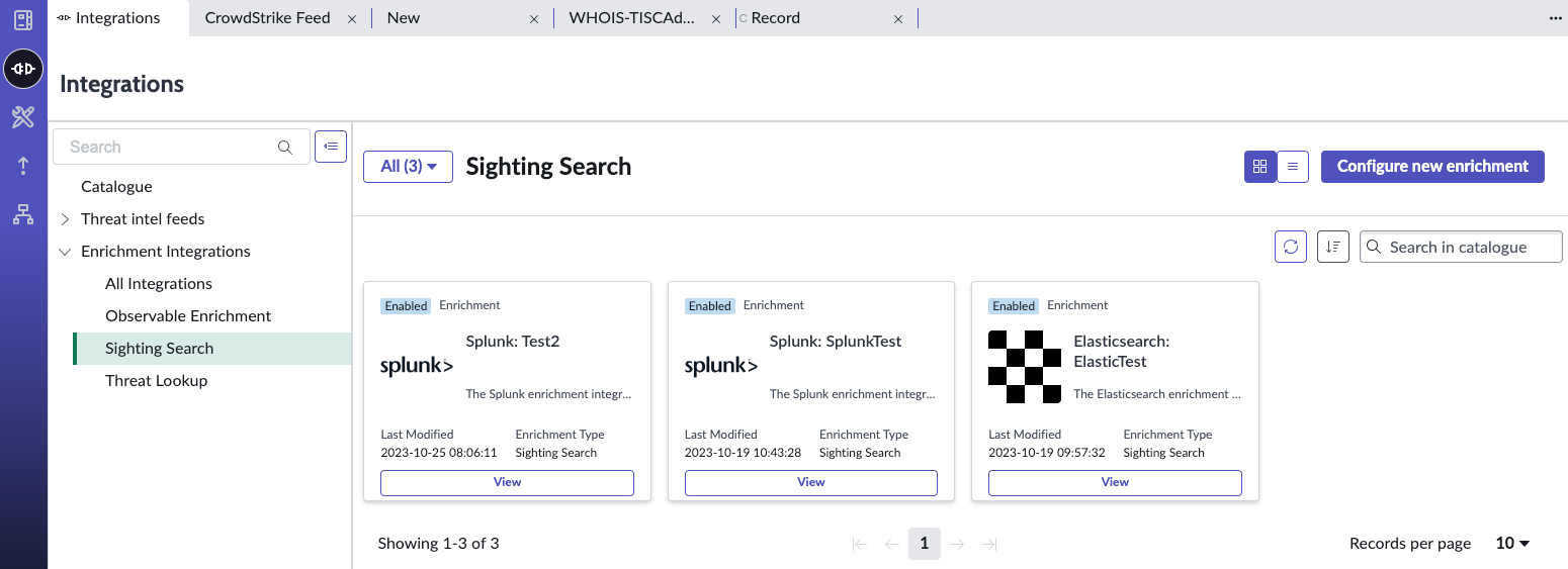 Sighting Search integrations