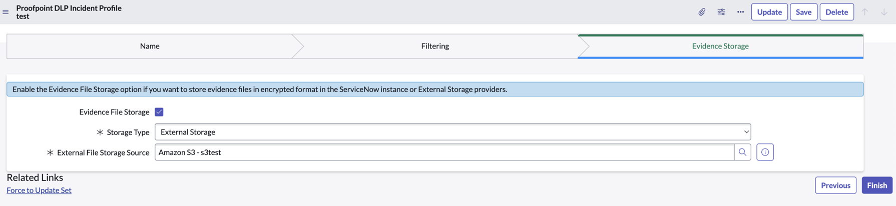 DLP Proofpoint external storage view.