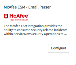 McAfee ESM - Email Parser integration card
