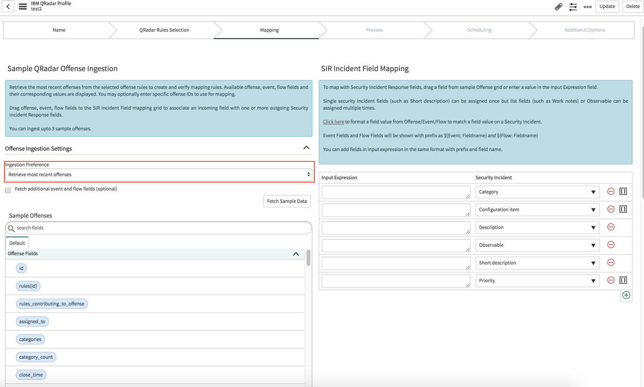 IBM QRadar: Create Profile: Mapping: Default