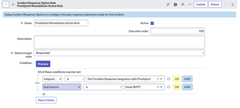 Proofpoint Quarantine Release Response Option Rule
