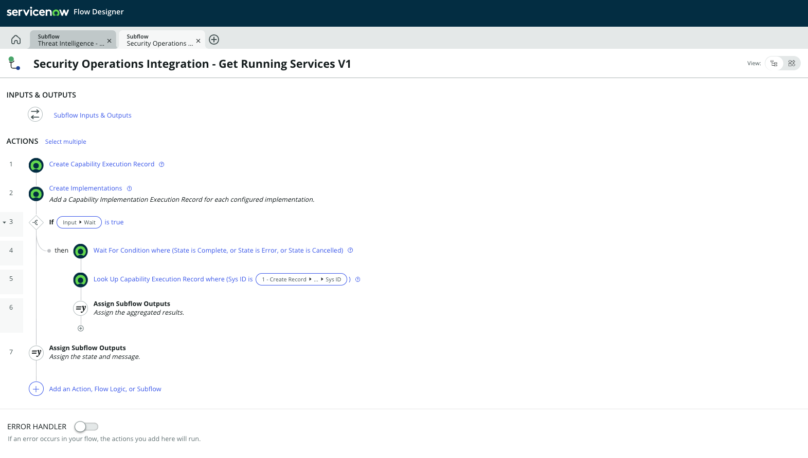 Security Incident Response - Get Running Services flow diagram