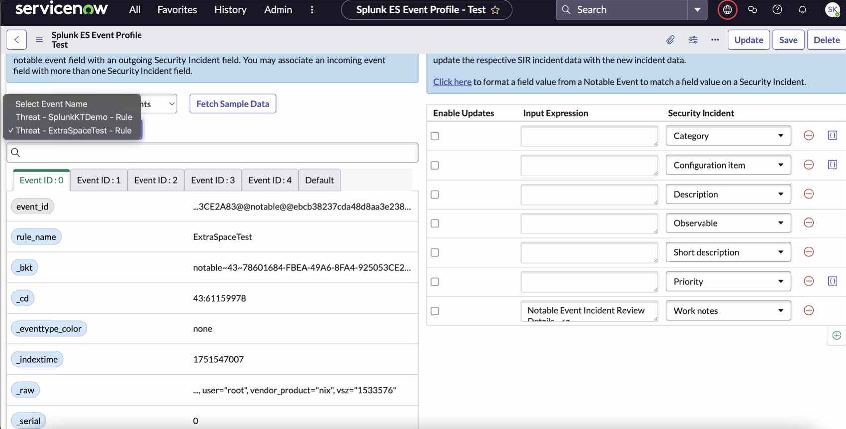 Fetch sample data and ingested notable events