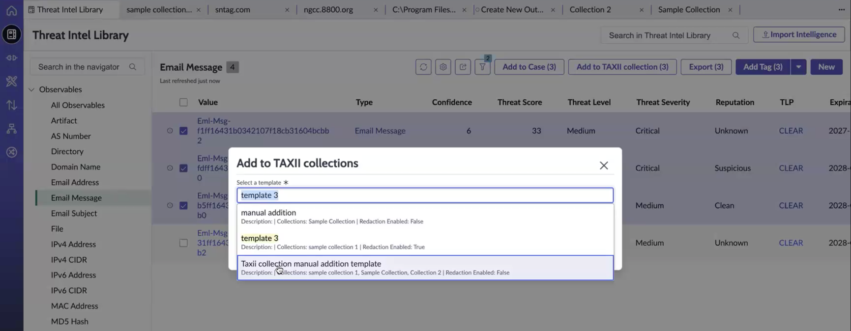 Add to TAXII Collections