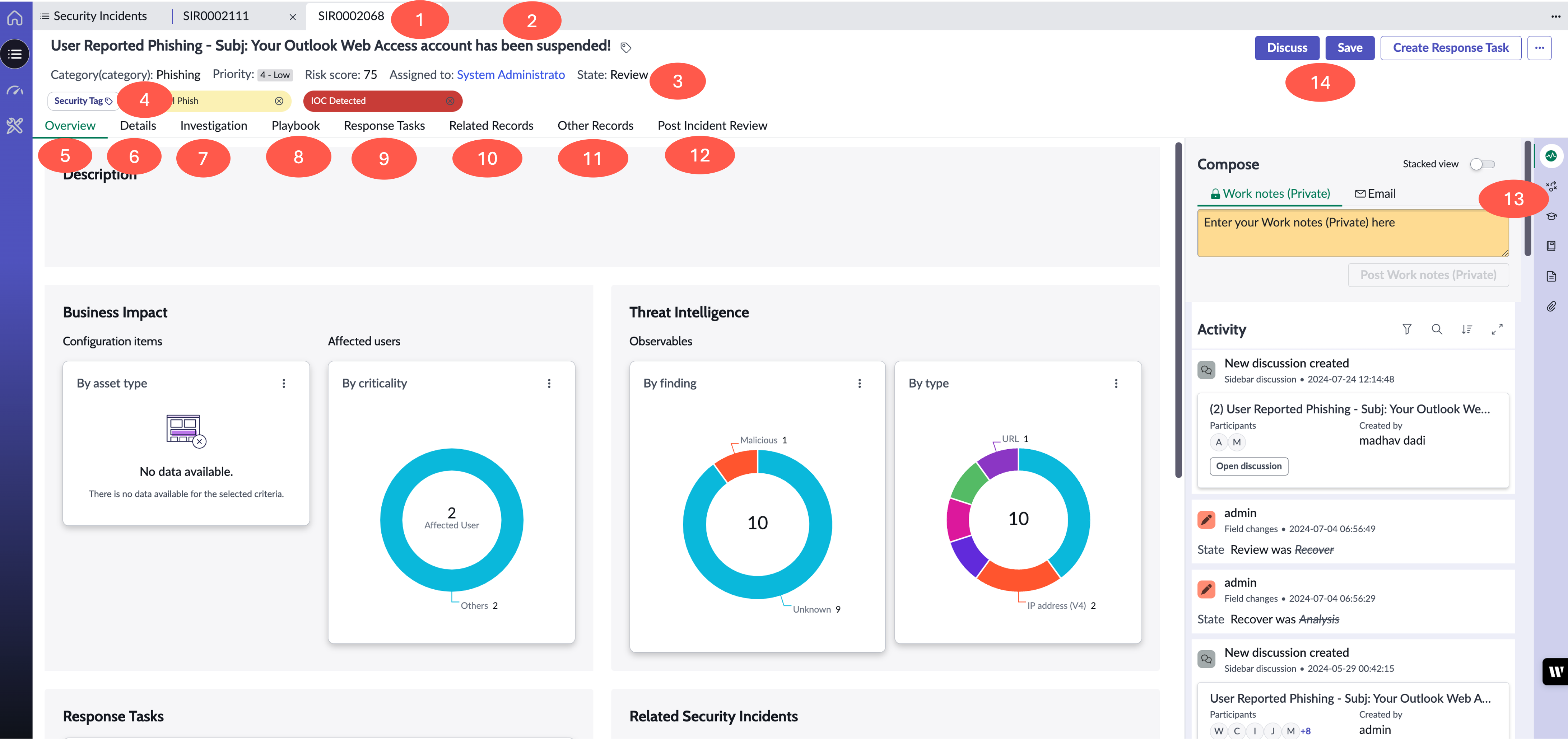 Working with Security Incident Records