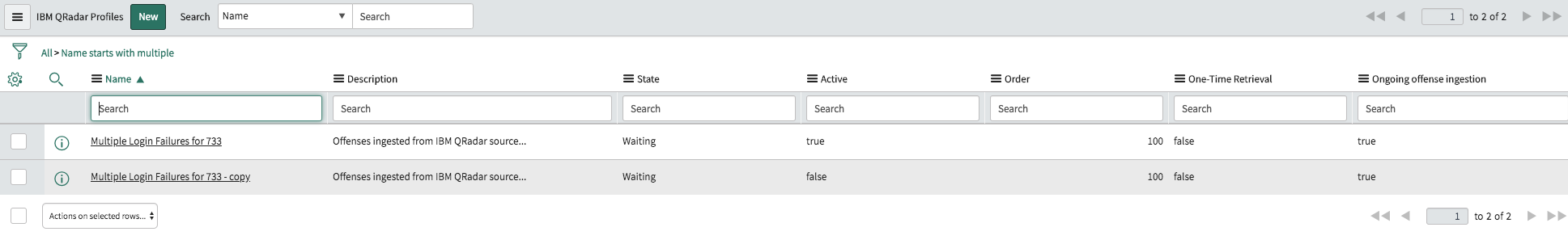 IBM QRadar: copy profile:1