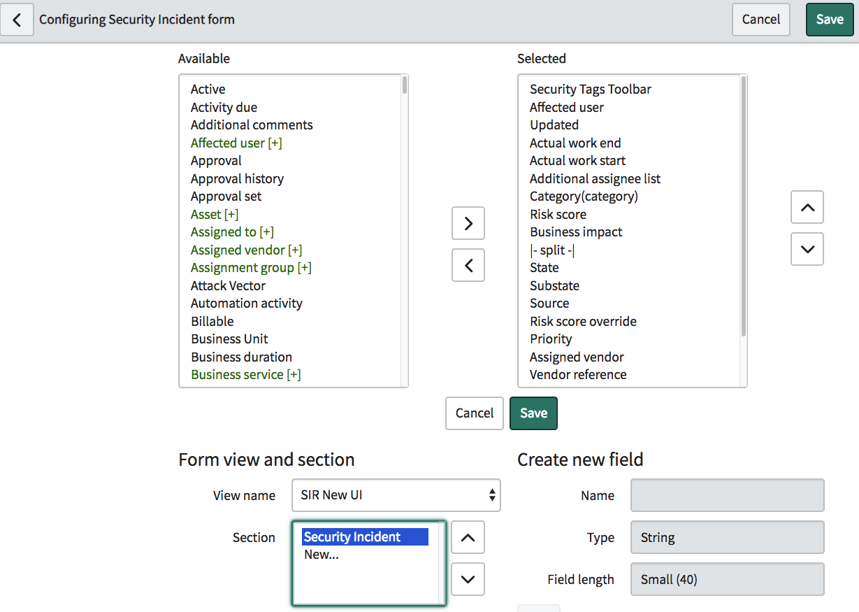 Configure security incident record