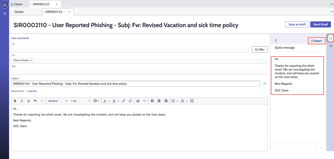 User Reported Phishing email.