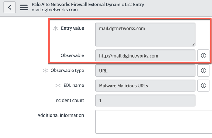 Entry value field and Observable field show different formats for the same observable.