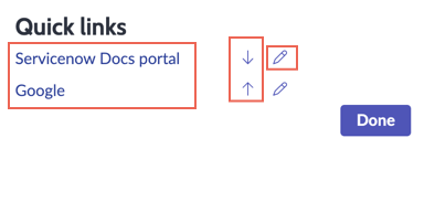 Modify quick links