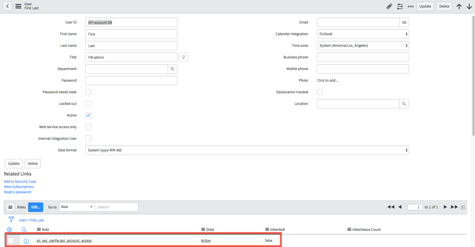 New role displayed on Users list.