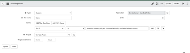 Exemplo de construtor condicional de configuração de guia