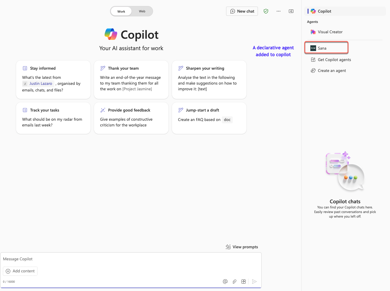 Adding a bot to Copilot as a declarative Agent to use it for unique business needs.