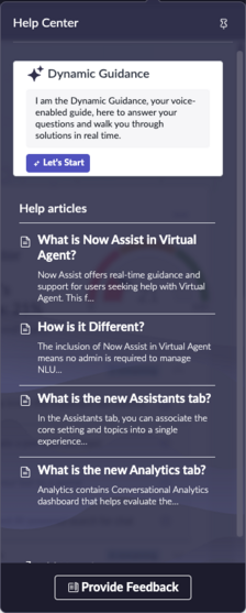 Contextual help panel for more information.