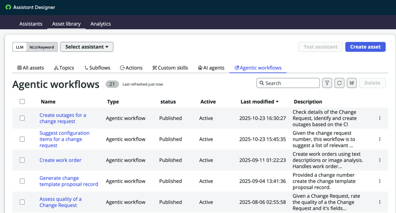 Agentic workflows in Assistant Designer.
