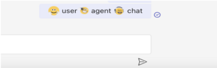 Os emojis aparecem alinhados com o texto conforme o usuário os seleciona.