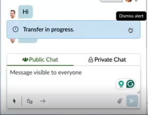 Transfer in progress message.