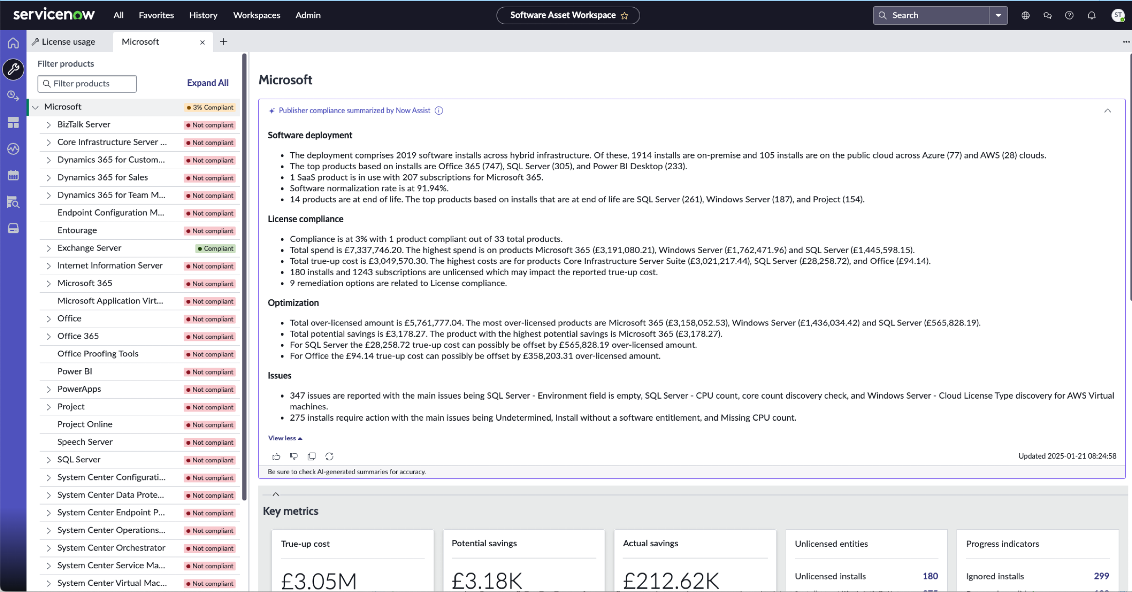 Microsoft Résumé de la conformité.