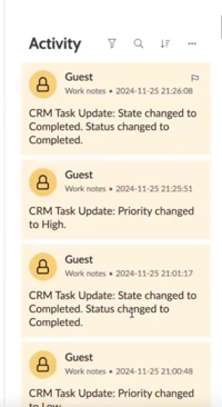 Notes de travail de la tâche CRM