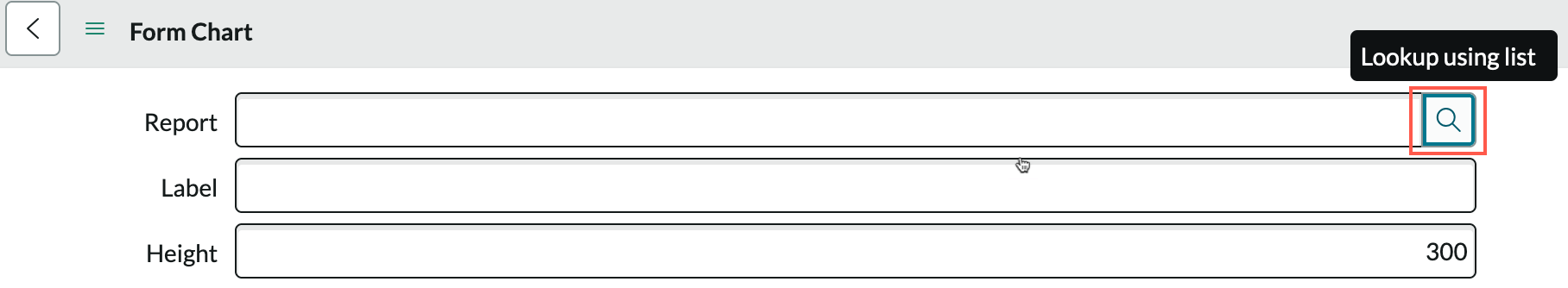 Form chart form with the search icon highlighted