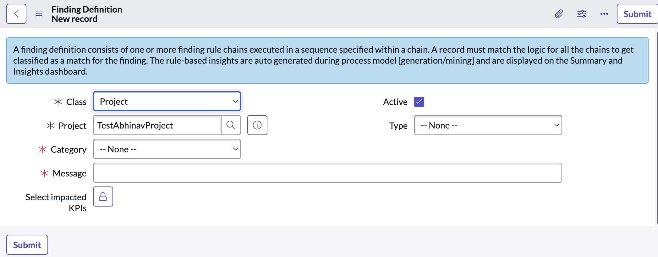 Finding definition record