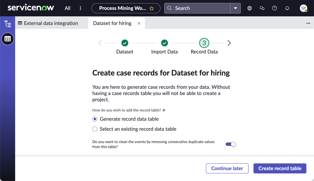 Create case records for external dataset