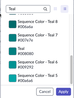 Color selector using search term.