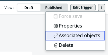 Option permettant d’afficher les flux qui utilisent le déclencheur.