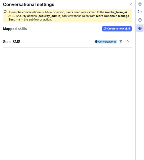 Option permettant d’accéder aux paramètres du flux secondaire conversationnel.