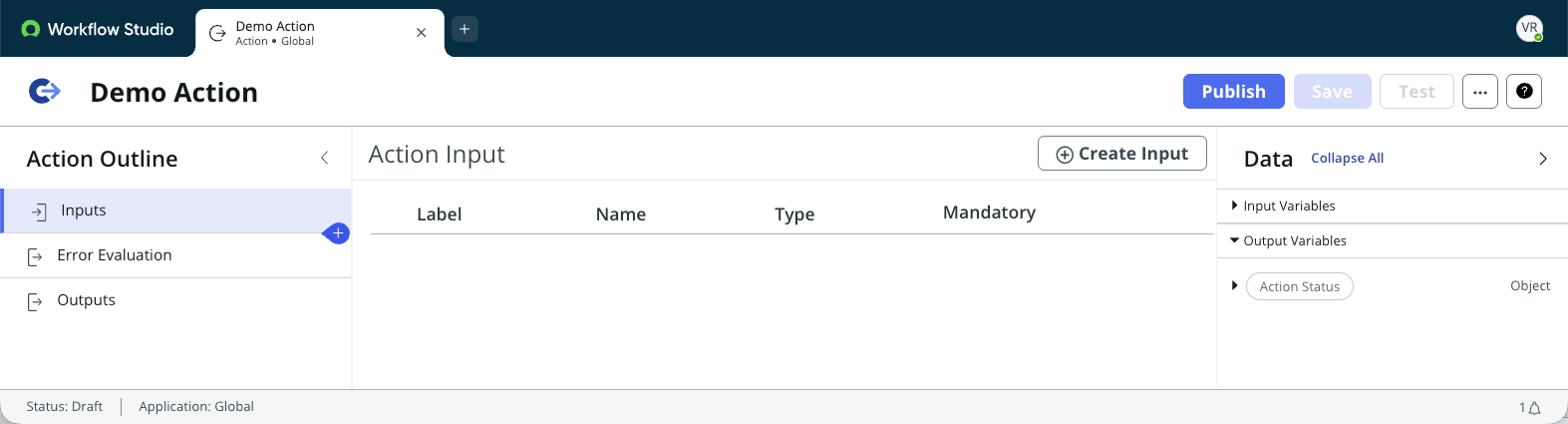 Interface du Concepteur d’action