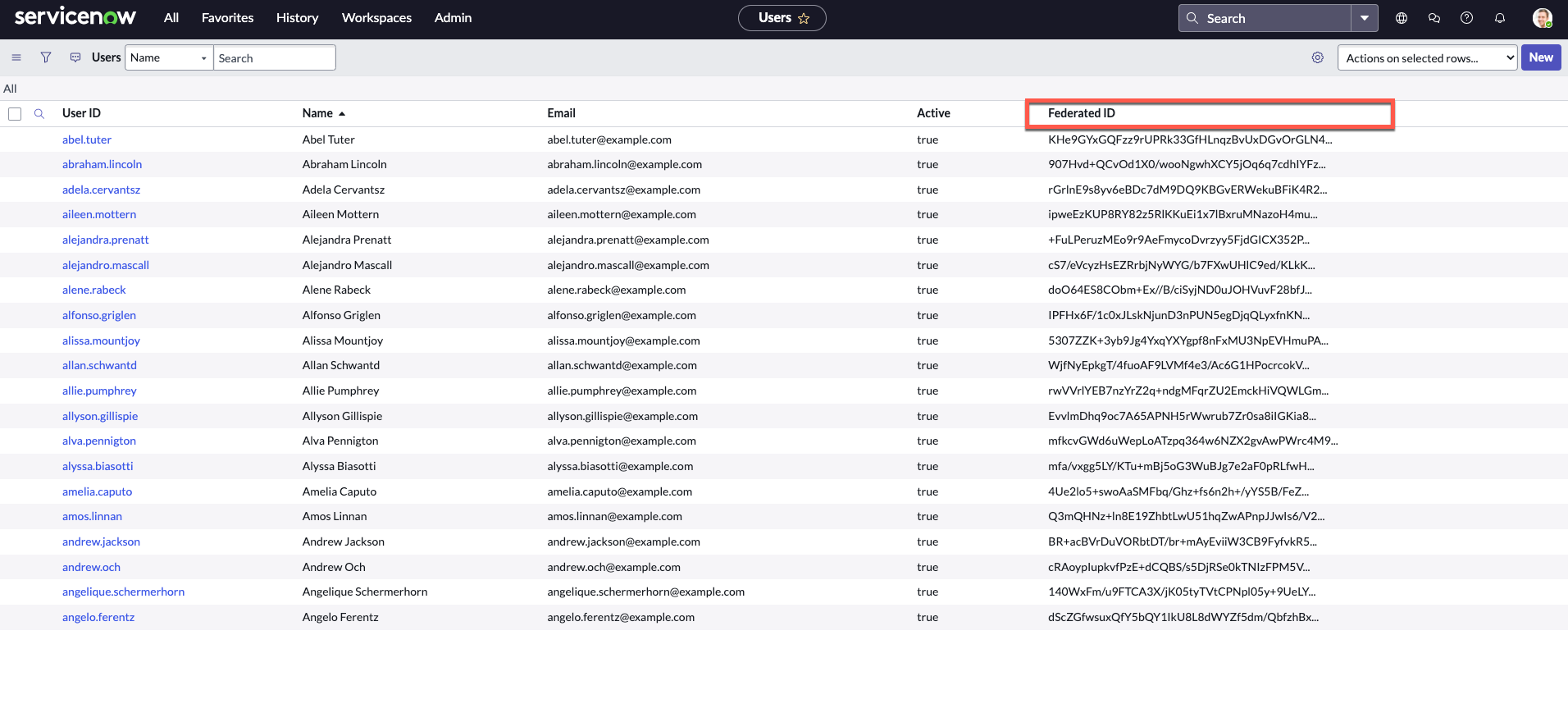 ID fédéré dans sys_user table