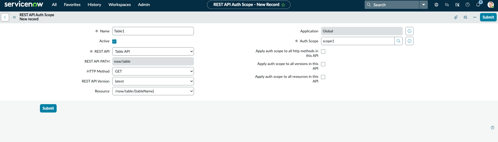 Périmètre d’authentification REST API 1
