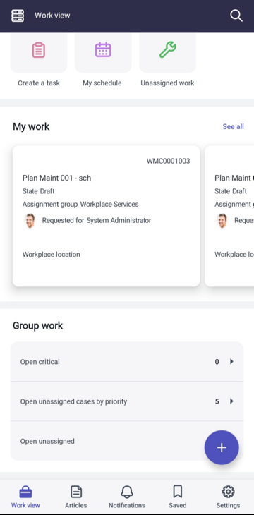 Group work showing open workplace cases by priority.