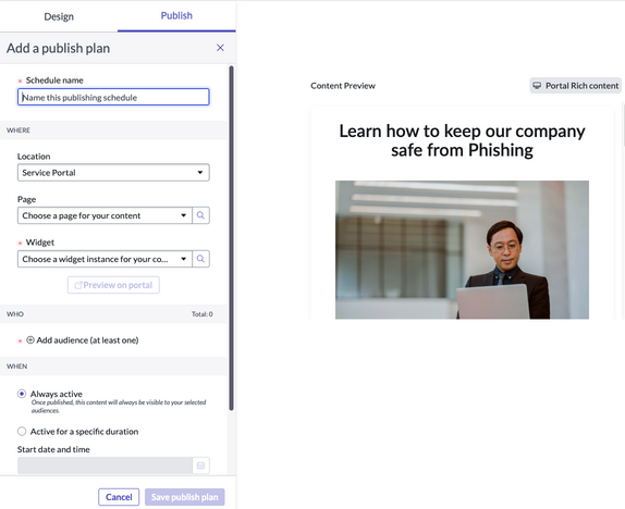 Content library - configure publishing