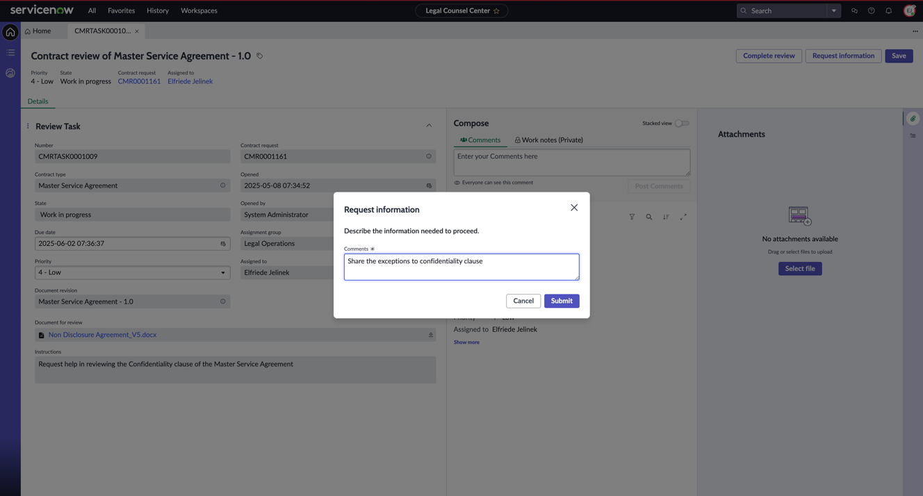 If you want additional information to review the contract document, submit a request for information