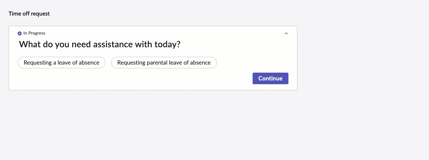 Leave request - Guided Self-Service in Employee Center and its intuitive uses.