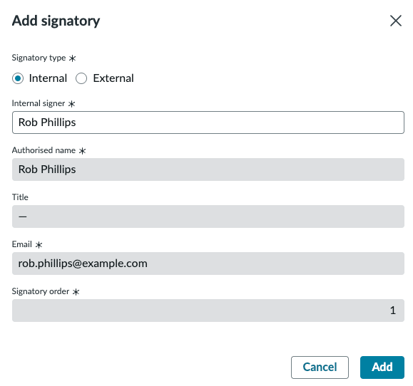 Add signatories in contract request.