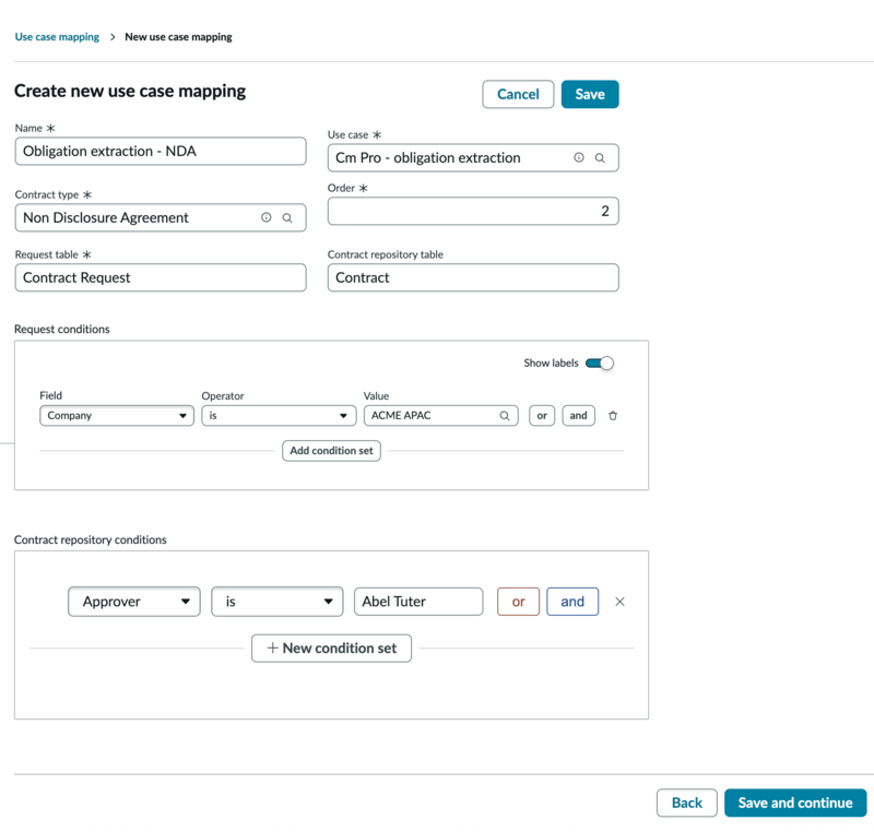 Create new use case mapping form to map obligations with request tables and repository tables.