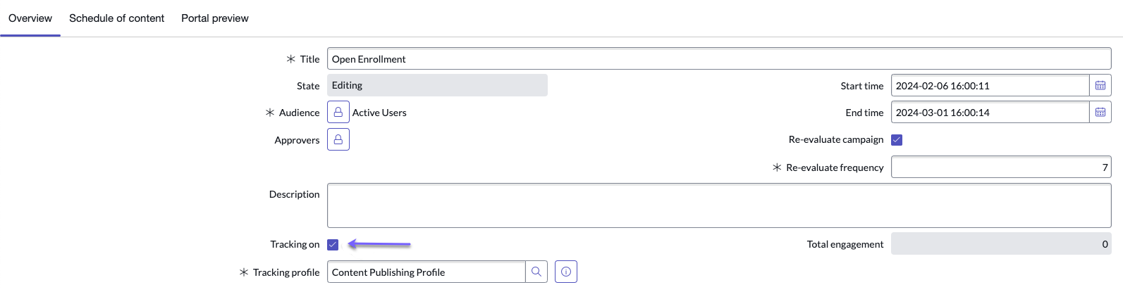 Enable tracking for a campaign