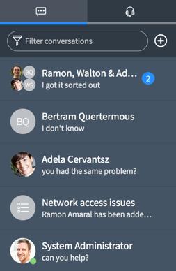 The support tab of the Connect sidebar displays queues you belong to and support cases