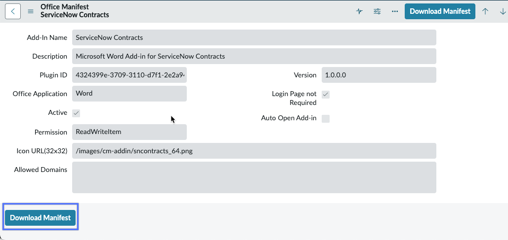 Download Microsoft Word add-in manifest file.