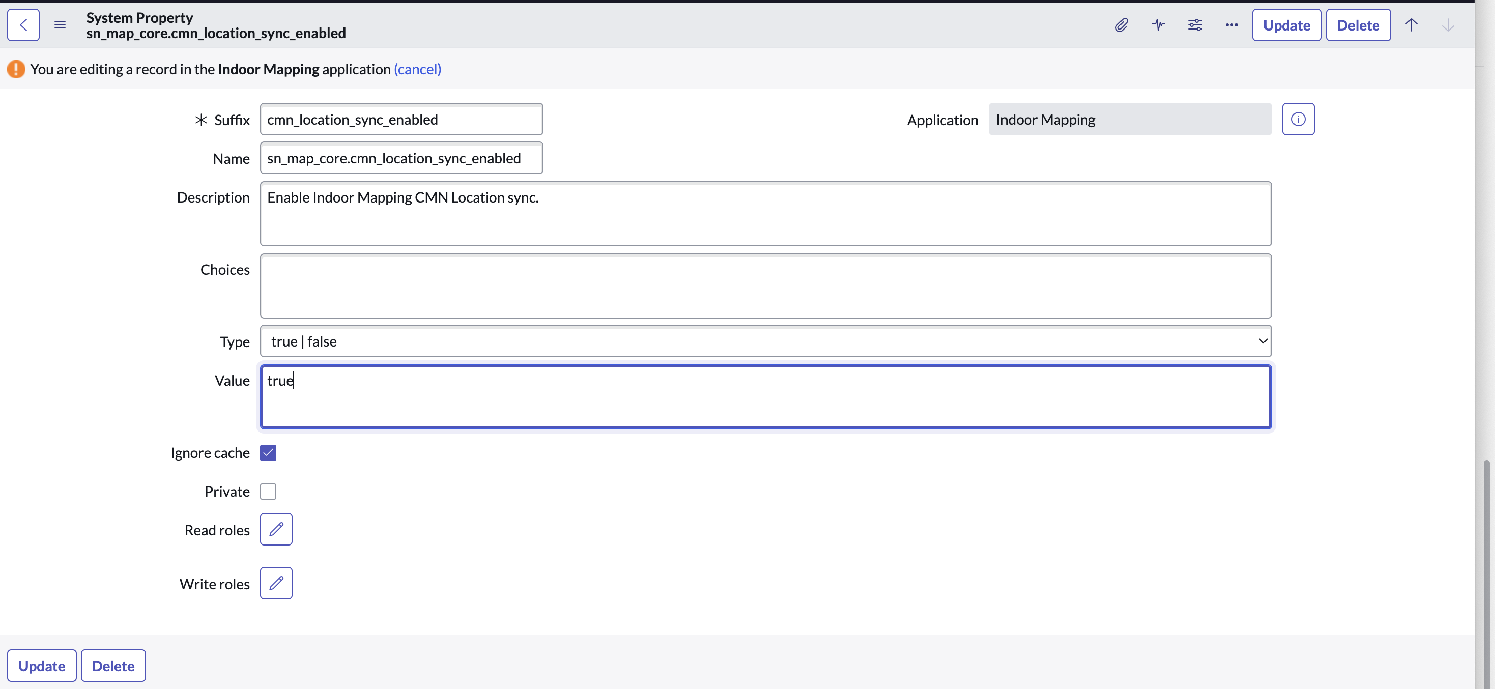 CMN location synchronization enabled property
