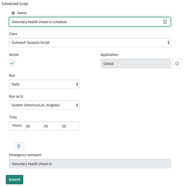 Set the desired schedule in the popup window