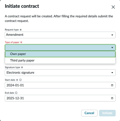 Select amendment type