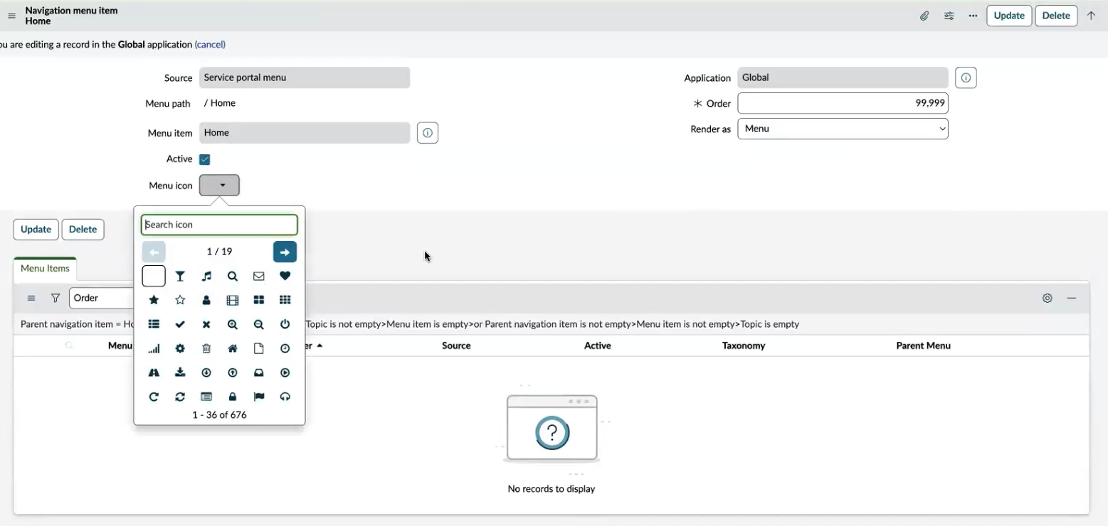 navigation menu items