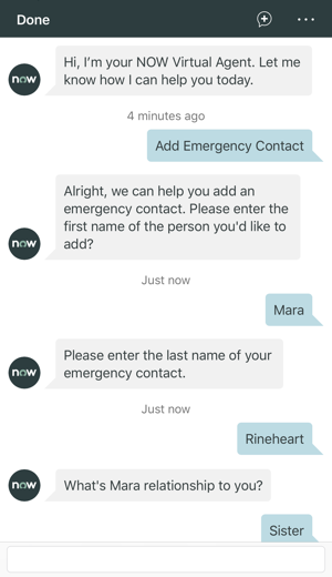 HR Virtual Agent in the app